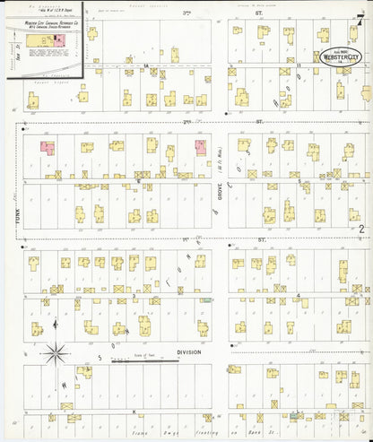 Sanborn Fire Insurance Map from Webster City, Hamilton County, Iowa (1900), Sheet #0007 - Historic Sanborn Fire Insurance Map Print, vintage old map wall art