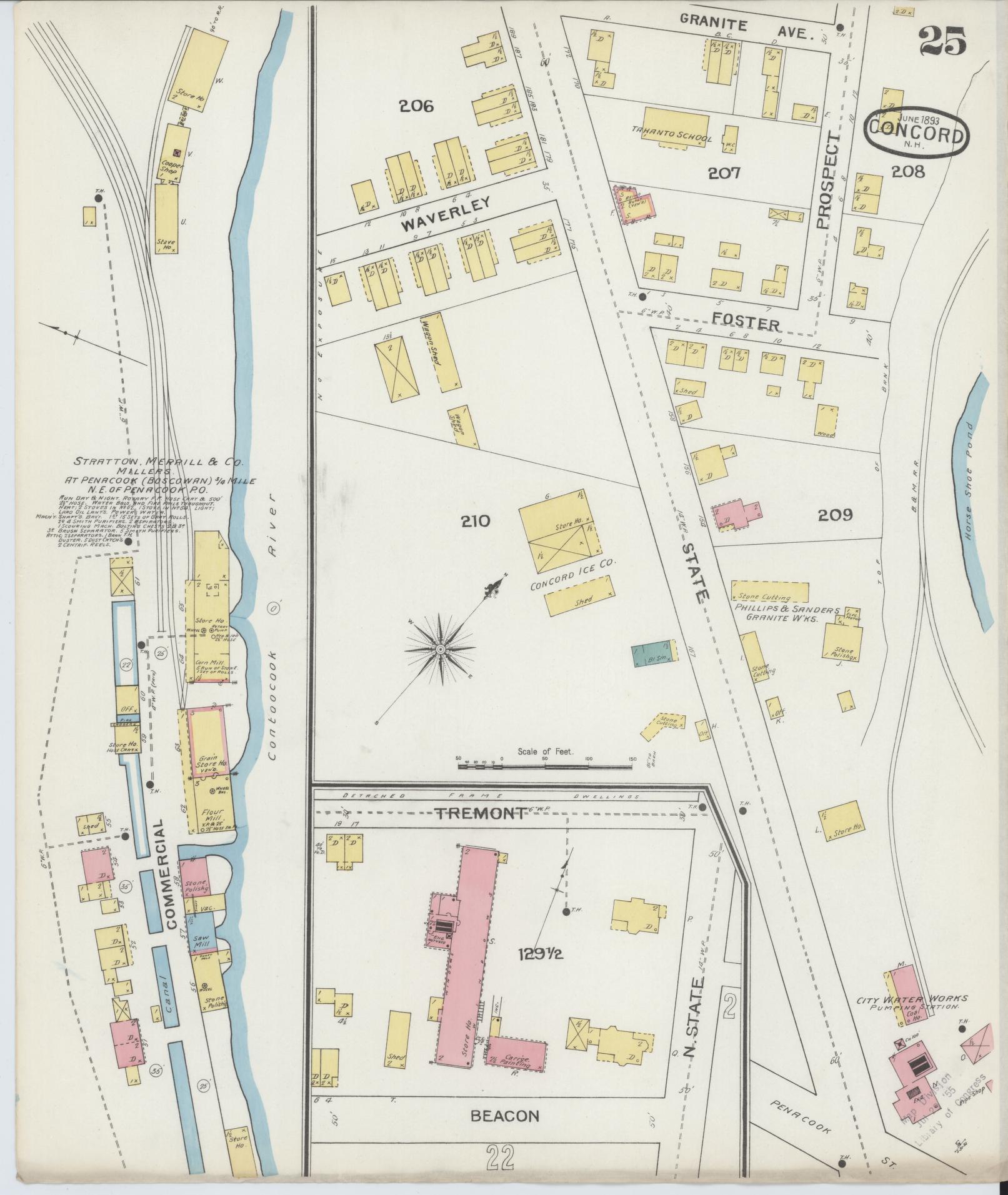 Sanborn Fire Insurance Map from Concord, Merrimack County, New Hampshire (1893), Sheet #0025 - Complete Map Set gallery image, historic Sanborn map, vintage wall art, New Hampshire New Hampshire