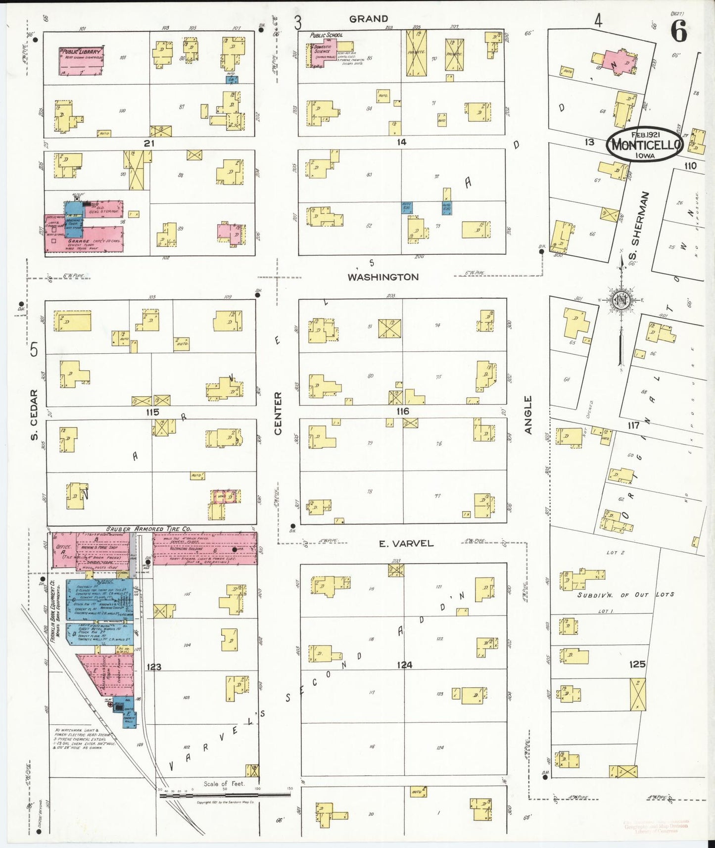 Sanborn Fire Insurance Map from Monticello, Jones County, Iowa (1921), Sheet #0006 - Historic Sanborn Fire Insurance Map Print