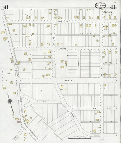 Sanborn Fire Insurance Map from Decatur, Morgan County, Alabama (1927), Sheet #0041 - Complete Map Set gallery image, historic Sanborn map, vintage wall art, Alabama Alabama