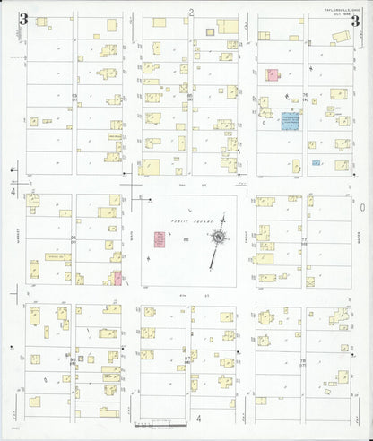 Sanborn Fire Insurance Map from Taylorsville, Muskingum County, Ohio (1946), Sheet #0003 - Historic Sanborn Fire Insurance Map Print, vintage old map wall art, antique decor, genealogy gift, Ohio Ohio map