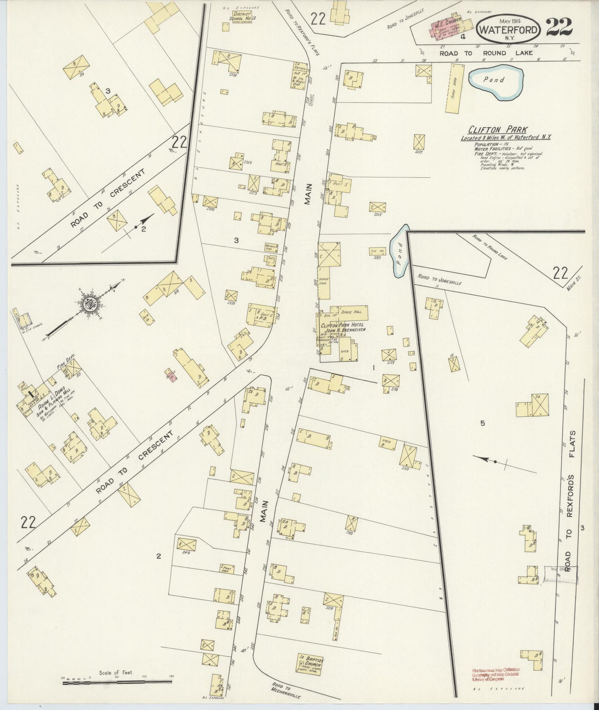 Sanborn Fire Insurance Map from Waterford, Saratoga County, New York (1914), Sheet #0022 - Complete Map Set gallery image, historic Sanborn map, vintage wall art, New York New York
