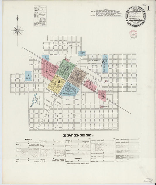Sanborn Fire Insurance Map from Dunkirk, Jay And Blackford Counties, Indiana. (1895) – Historic Sanborn Fire Insurance Map Print
