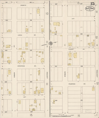 Sanborn Fire Insurance Map from Pacific Grove, Monterey County, California (1914), Sheet #0015 - Complete Map Set gallery image, historic Sanborn map, vintage wall art, California California