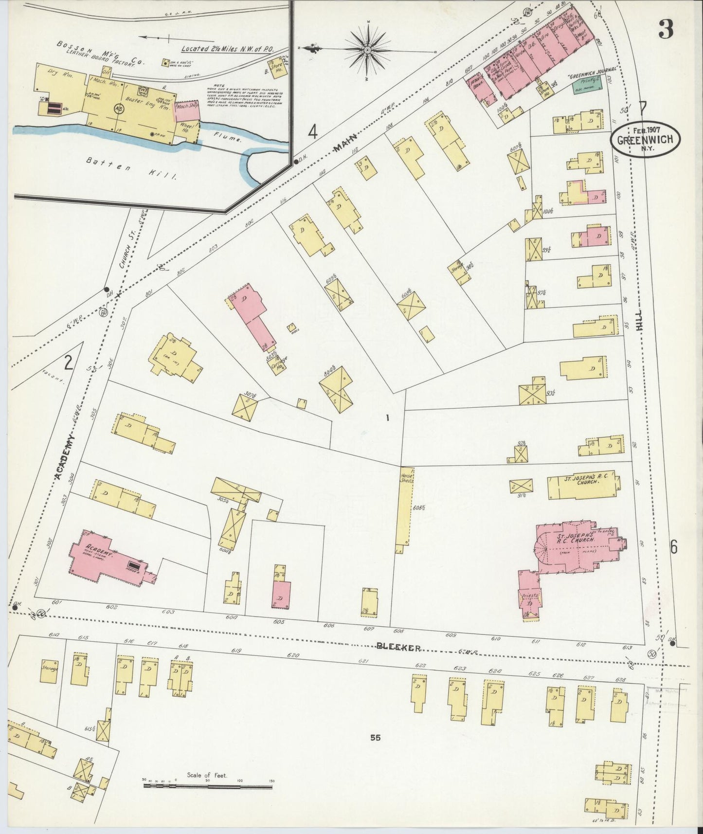 Sanborn Fire Insurance Map from Greenwich, Washington County, New York (1907), Sheet #0003 - Complete Map Set gallery image, historic Sanborn map, vintage wall art, New York New York