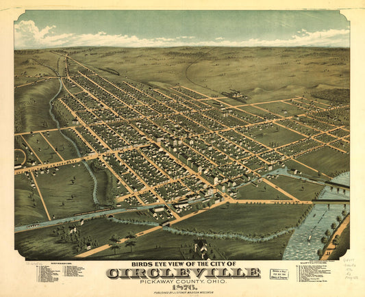 Birds eye view of the city of Circleville, Pickaway County, Ohio 1876. (1876) – Historic Bird’s-Eye View Panorama Print