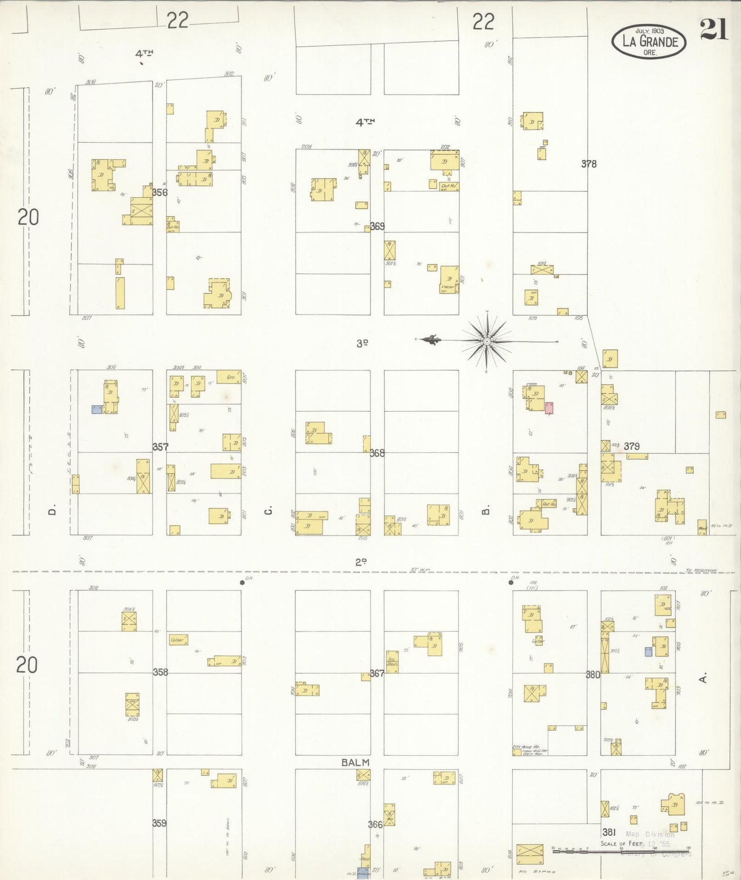 Sanborn Fire Insurance Map from La Grande, Union County, Oregon (1903), Sheet #0021 - Complete Map Set gallery image, historic Sanborn map, vintage wall art, Oregon Oregon