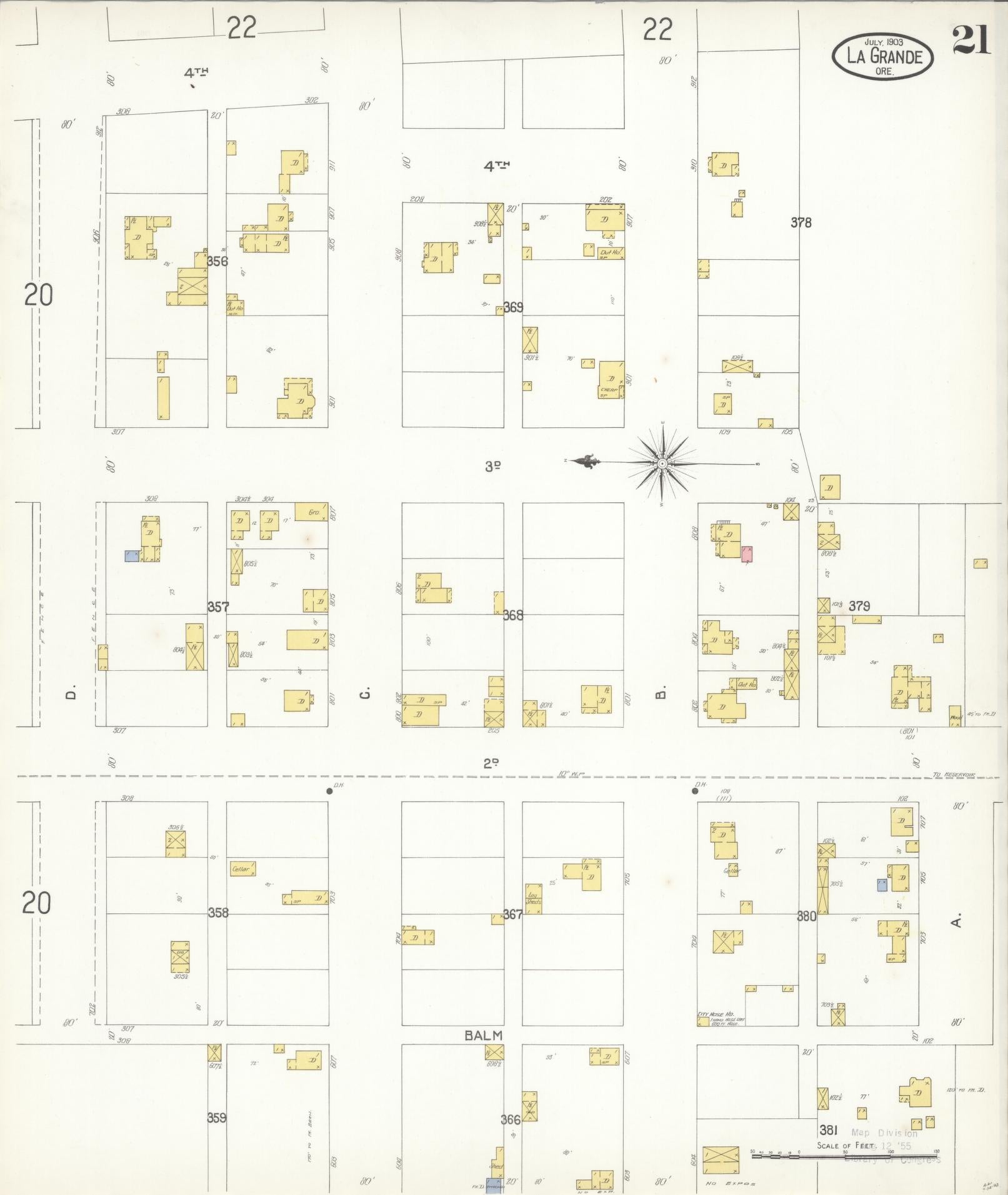 Sanborn Fire Insurance Map from La Grande, Union County, Oregon (1903), Sheet #0021 - Complete Map Set gallery image, historic Sanborn map, vintage wall art, Oregon Oregon