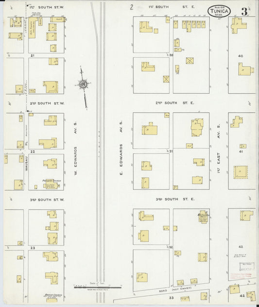 Sanborn Fire Insurance Map from Tunica, Tunica County, Mississippi (1918), Sheet #0003 - Historic Sanborn Fire Insurance Map Print, vintage old map wall art, antique decor, genealogy gift, Mississippi Mississippi map