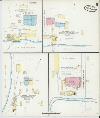 Sanborn Fire Insurance Map from Cynthiana, Harrison County, Kentucky (1891), Sheet #0006 - Complete Map Set gallery image, historic Sanborn map, vintage wall art, Kentucky Kentucky