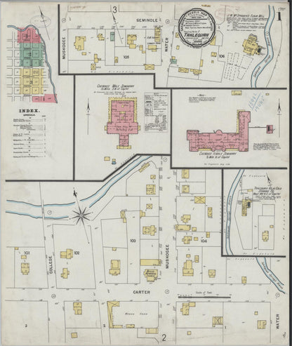 Sanborn Fire Insurance Map from Tahlequah, Cherokee County, Oklahoma (1899), Sheet #0001 - Complete Map Set gallery image, historic Sanborn map, vintage wall art, Oklahoma Oklahoma