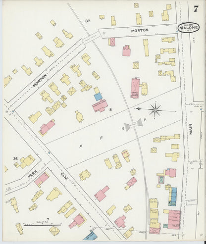 Sanborn Fire Insurance Map from Malone, Franklin County, New York (1892), Sheet #0007 - Complete Map Set gallery image, historic Sanborn map, vintage wall art, New York New York