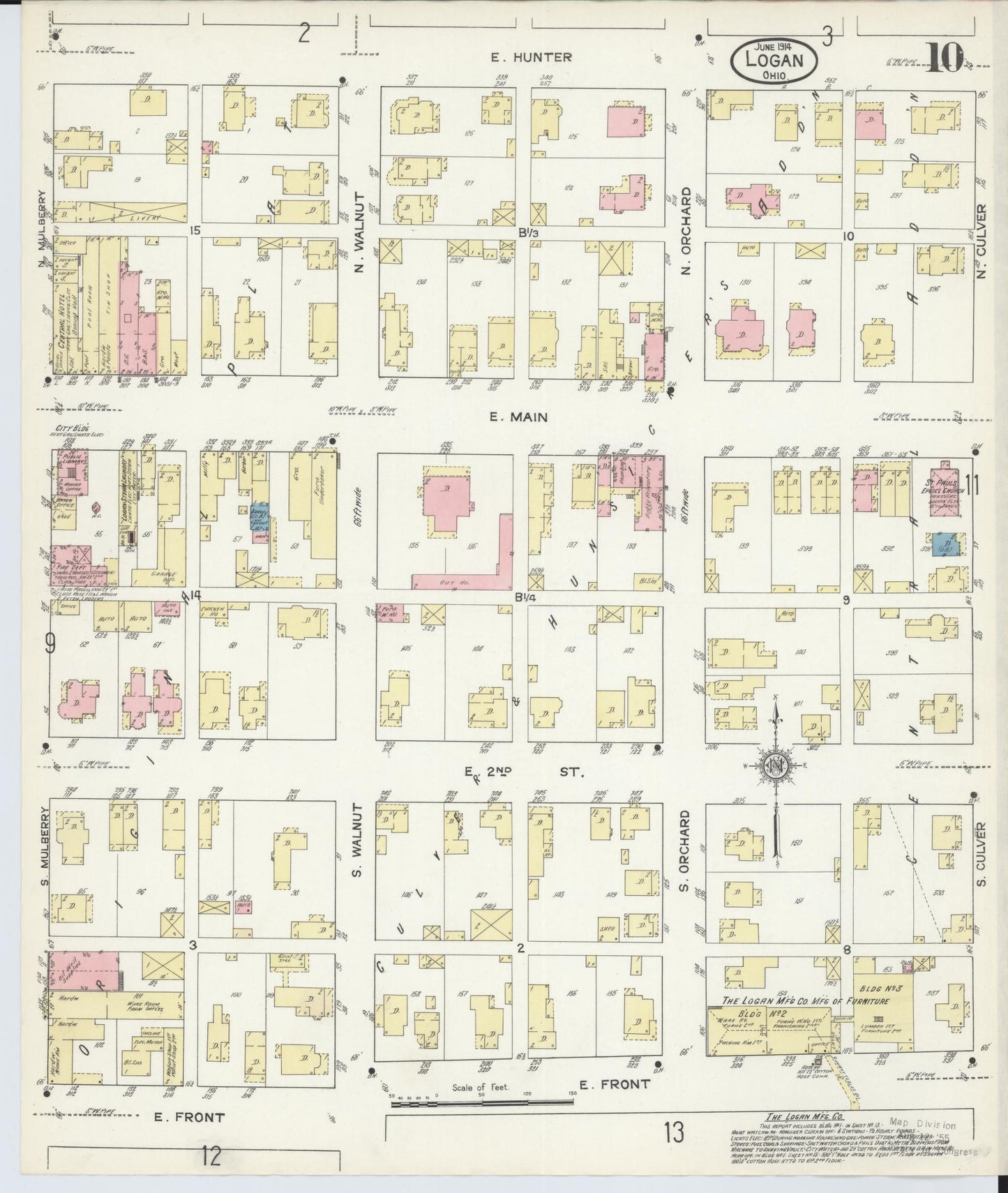 Sanborn Fire Insurance Map from Logan, Hocking County, Ohio (1914), Sheet #0010 - Historic Sanborn Fire Insurance Map Print, vintage old map wall art, antique decor, genealogy gift, Ohio Ohio map