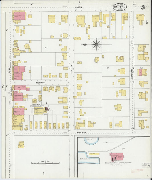 Sanborn Fire Insurance Map from Canton, Madison County, Mississippi (1905), Sheet #0003 - Historic Sanborn Fire Insurance Map Print, vintage old map wall art, antique decor, genealogy gift, Mississippi Mississippi map