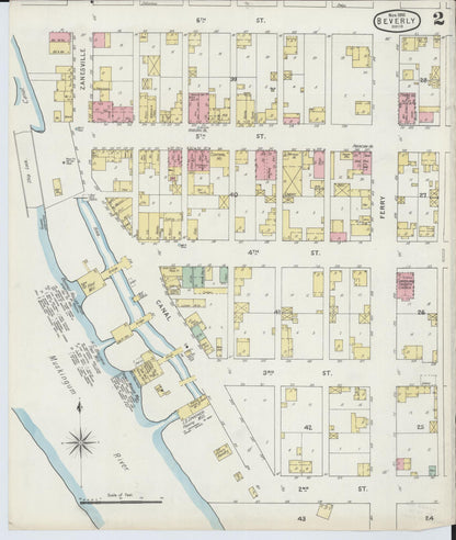 Sanborn Fire Insurance Map from Beverly, Washington County, Ohio (1895), Sheet #0002 - Complete Map Set gallery image, historic Sanborn map, vintage wall art, Ohio Ohio