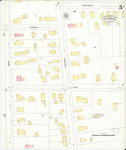 Sanborn Fire Insurance Map from Saint Albans, Franklin County, Vermont (1906), Sheet #0005 - Complete Map Set gallery image, historic Sanborn map, vintage wall art, Vermont Vermont