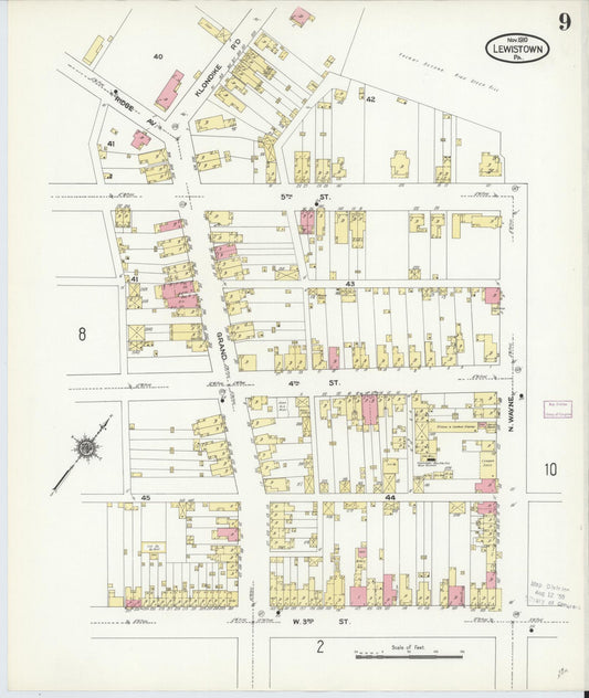 Sanborn Fire Insurance Map from Lewistown, Mifflin County, Pennsylvania (1910), Sheet #0009 - Historic Sanborn Fire Insurance Map Print, vintage old map wall art, antique decor, genealogy gift, Pennsylvania Pennsylvania map