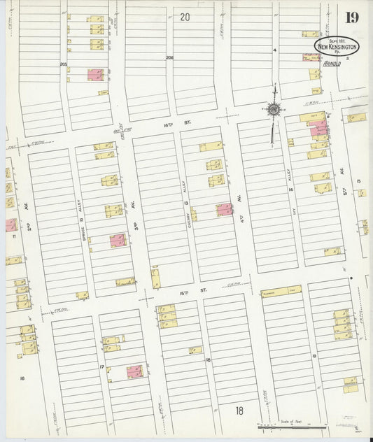 Sanborn Fire Insurance Map from New Kensington, Westmoreland County, Pennsylvania (1911), Sheet #0019 - Historic Sanborn Fire Insurance Map Print, vintage old map wall art, antique decor, genealogy gift, Pennsylvania Pennsylvania map