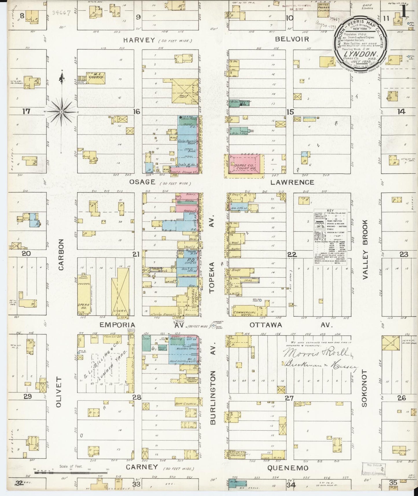 Sanborn Fire Insurance Map from Lyndon, Osage County, Kansas (1893), Sheet #0001 - Complete Map Set gallery image, historic Sanborn map, vintage wall art, Kansas Kansas