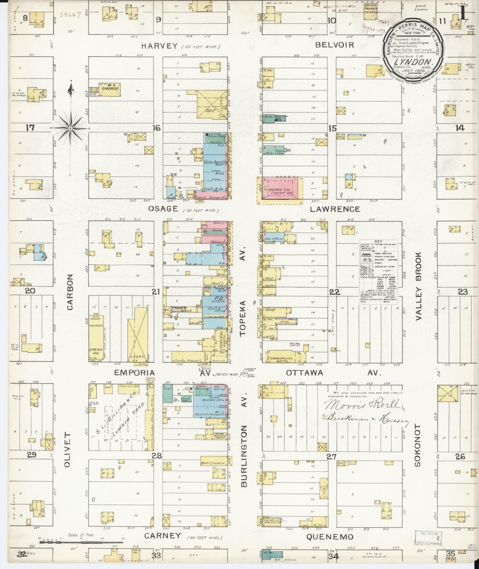 Sanborn Fire Insurance Map from Lyndon, Osage County, Kansas (1893), Sheet #0001 - Complete Map Set gallery image, historic Sanborn map, vintage wall art, Kansas Kansas