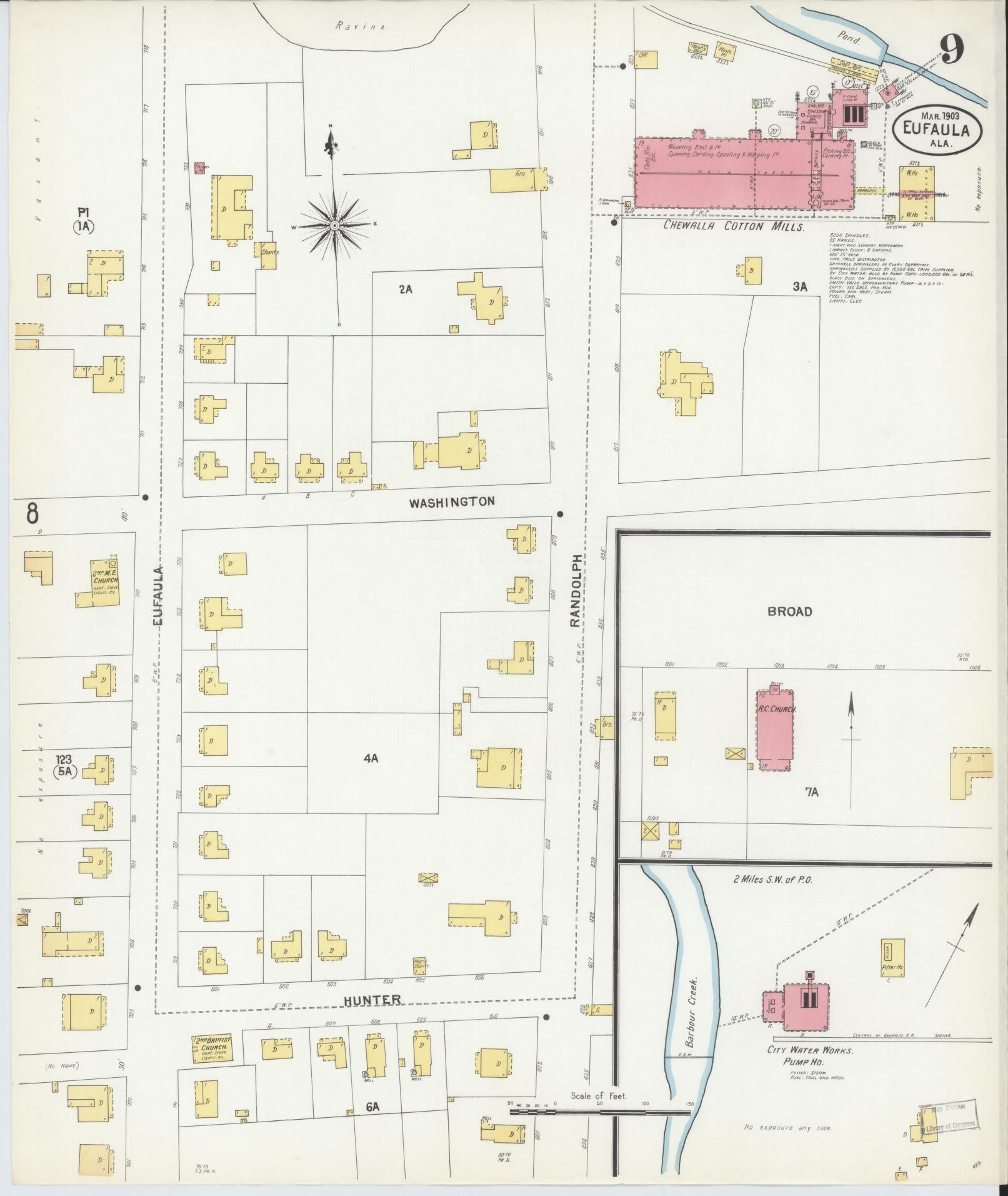 Sanborn Fire Insurance Map from Eufaula, Barbour County, Alabama (1903), Sheet #0009 - Historic Sanborn Fire Insurance Map Print, vintage old map wall art, antique decor, genealogy gift, Alabama Alabama map