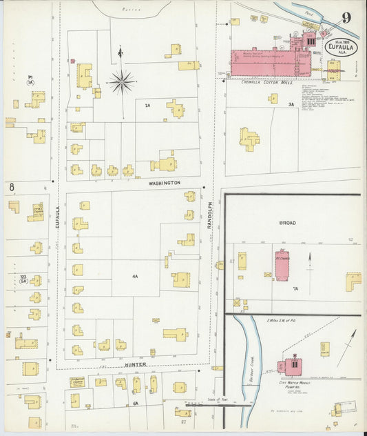 Sanborn Fire Insurance Map from Eufaula, Barbour County, Alabama (1903), Sheet #0009 - Historic Sanborn Fire Insurance Map Print, vintage old map wall art, antique decor, genealogy gift, Alabama Alabama map