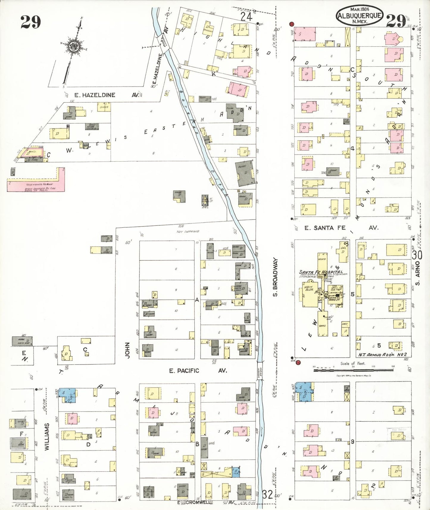 Sanborn Fire Insurance Map from Albuquerque, Bernalillo County, New Mexico (1924), Sheet #0029