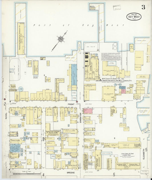 Sanborn Fire Insurance Map from Key West, Monroe County, Florida (1912), Sheet #0003 - Historic Sanborn Fire Insurance Map Print, vintage old map wall art, antique decor, genealogy gift, Florida Florida map