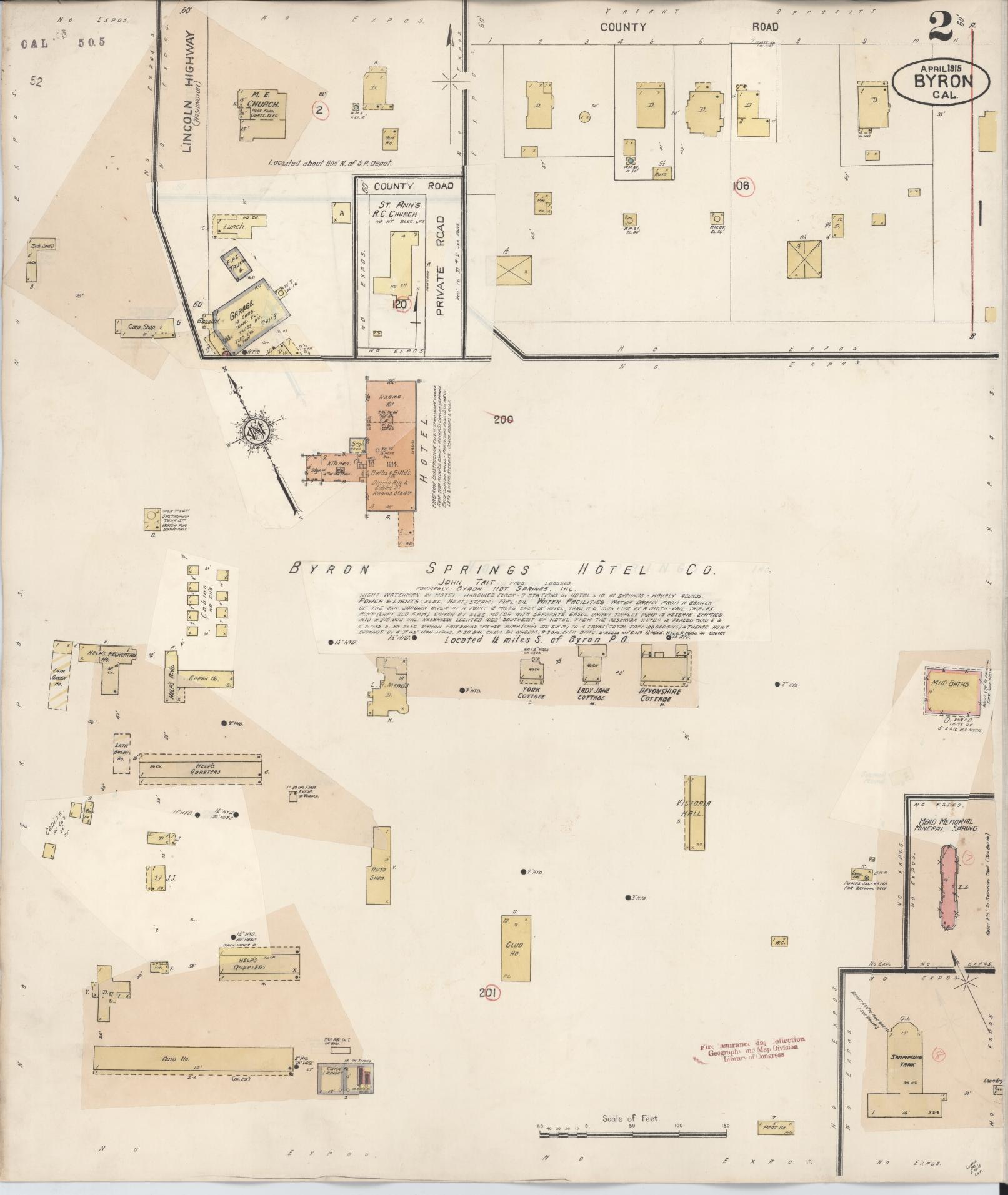 Sanborn Fire Insurance Map from Byron, Contra Costa County, California (1932), Sheet #0002 - Historic Sanborn Fire Insurance Map Print, vintage old map wall art, antique decor, genealogy gift, California California map