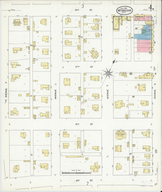 Sanborn Fire Insurance Map from McGregor, McLennan County, Texas (1909), Sheet #0004 - Historic Sanborn Fire Insurance Map Print, vintage old map wall art, antique decor, genealogy gift, Texas Texas map