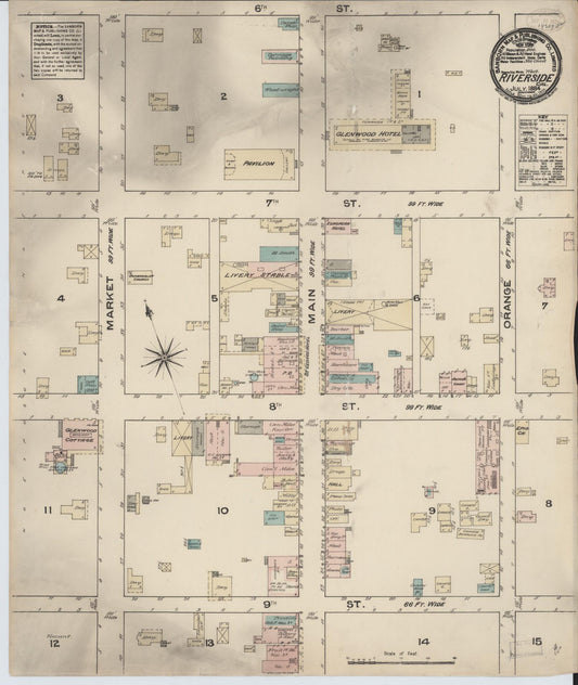Sanborn Fire Insurance Map from Riverside, Riverside County, California. (1884) – Historic Sanborn Fire Insurance Map Print