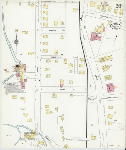 Sanborn Fire Insurance Map from Bristol, Hartford County, Connecticut (1911), Sheet #0020 - Complete Map Set gallery image, historic Sanborn map, vintage wall art, Connecticut Connecticut