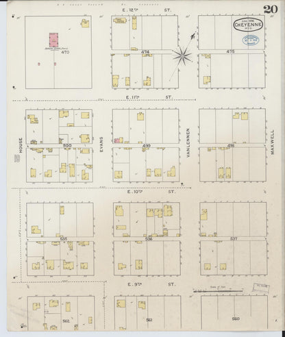 Sanborn Fire Insurance Map from Cheyenne, Laramie County, Wyoming (1894), Sheet #0020 - Complete Map Set gallery image, historic Sanborn map, vintage wall art, Wyoming Wyoming