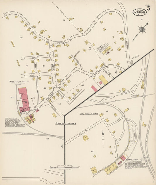 Sanborn Fire Insurance Map from Marion, Mcdowell County, North Carolina (1922), Sheet #0005 - Historic Sanborn Fire Insurance Map Print, vintage old map wall art, antique decor, genealogy gift, North Carolina North Carolina map