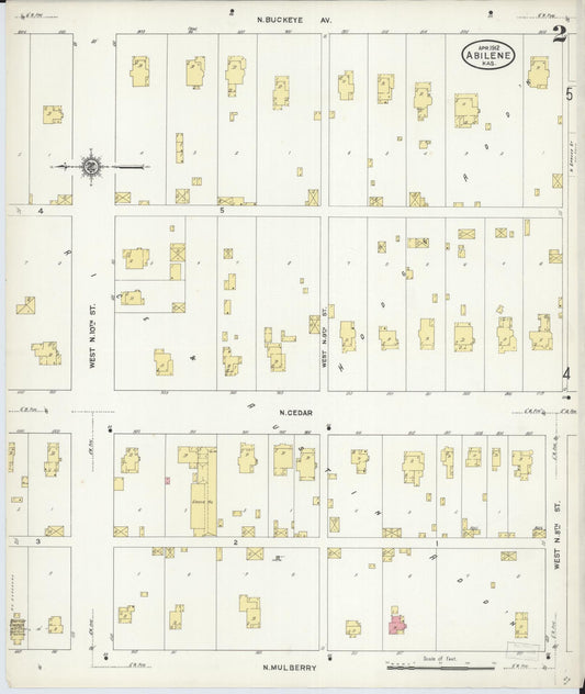 Sanborn Fire Insurance Map from Abilene, Dickinson County, Kansas (1912), Sheet #0002 - Historic Sanborn Fire Insurance Map Print, vintage old map wall art, antique decor, genealogy gift, Kansas Kansas map
