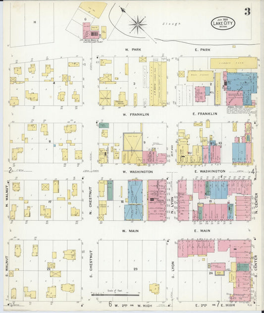 Sanborn Fire Insurance Map from Lake City, Wabasha County, Minnesota (1909), Sheet #0003 - Historic Sanborn Fire Insurance Map Print, vintage old map wall art, antique decor, genealogy gift, Minnesota Minnesota map