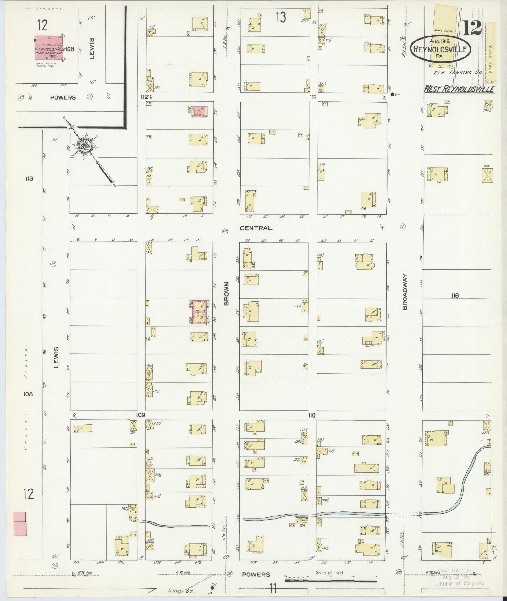 Sanborn Fire Insurance Map from Reynoldsville, Jefferson County, Pennsylvania (1912), Sheet #0012 - Complete Map Set gallery image, historic Sanborn map, vintage wall art, Pennsylvania Pennsylvania