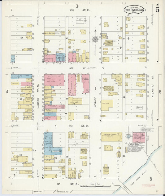 Sanborn Fire Insurance Map from Thief River Falls, Pennington County, Minnesota (1912), Sheet #0005 - Historic Sanborn Fire Insurance Map Print, vintage old map wall art, antique decor, genealogy gift, Minnesota Minnesota map