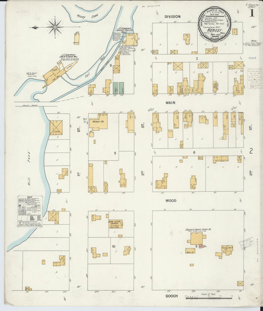 Sanborn Fire Insurance Map from Hersey, Osceola County, Michigan (1900), Sheet #0001 - Complete Map Set gallery image, historic Sanborn map, vintage wall art, Michigan Michigan
