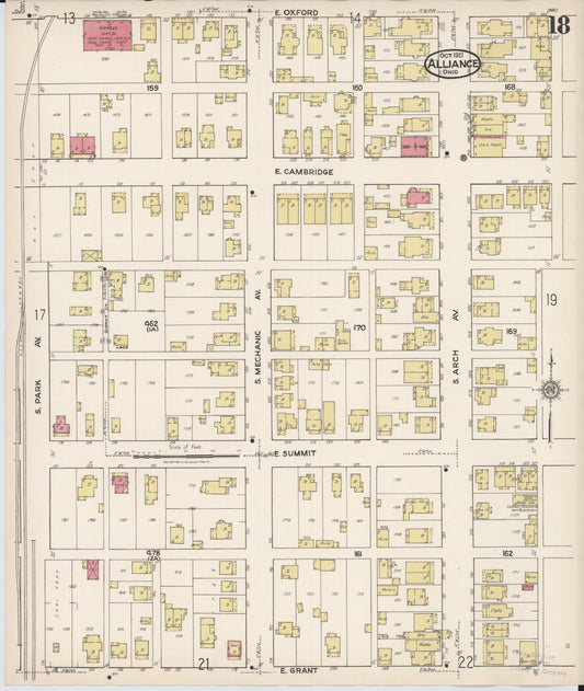 Sanborn Fire Insurance Map from Alliance, Stark County, Ohio (1921), Sheet #0018 - Historic Sanborn Fire Insurance Map Print, vintage old map wall art, antique decor, genealogy gift, Ohio Ohio map