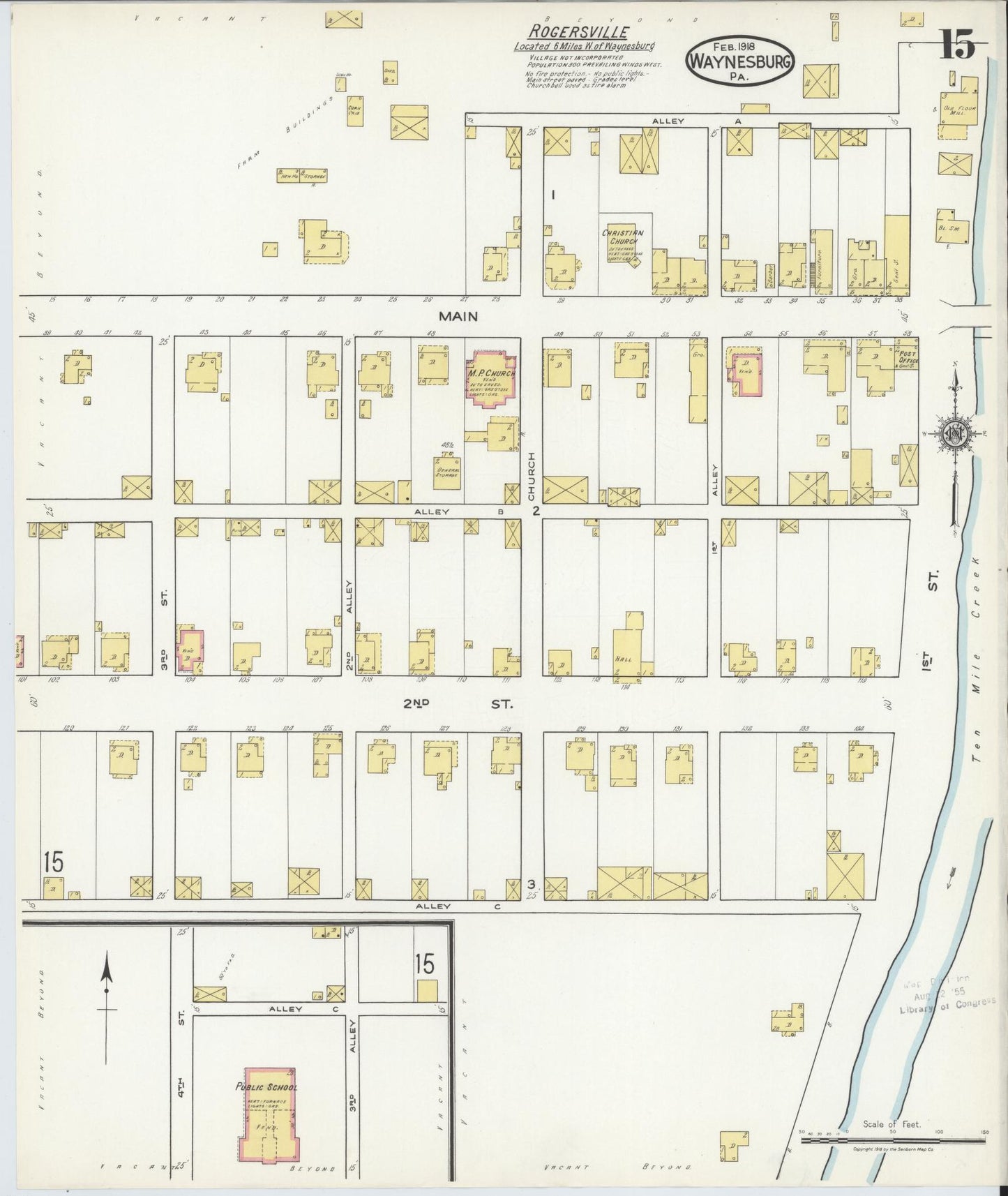 Sanborn Fire Insurance Map from Waynesburg, Greene County, Pennsylvania (1918), Sheet #0015 - Complete Map Set gallery image, historic Sanborn map, vintage wall art, Pennsylvania Pennsylvania