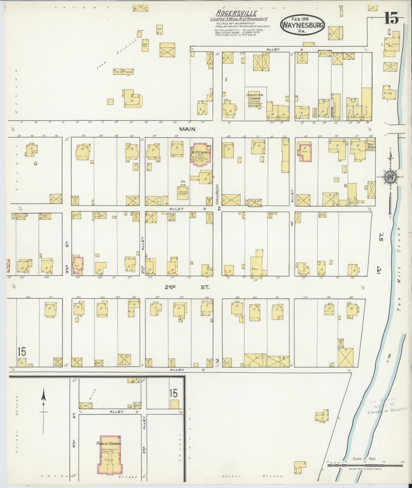 Sanborn Fire Insurance Map from Waynesburg, Greene County, Pennsylvania (1918), Sheet #0015 - Complete Map Set gallery image, historic Sanborn map, vintage wall art, Pennsylvania Pennsylvania
