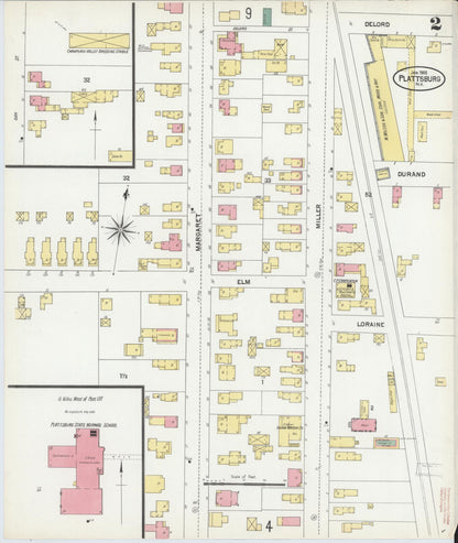 Sanborn Fire Insurance Map from Plattsburg, Clinton County, New York (1902), Sheet #0002 - Complete Map Set gallery image, historic Sanborn map, vintage wall art, New York New York
