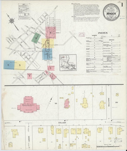 Sanborn Fire Insurance Map from Minden, Webster Parish, Louisiana. (1914) – Historic Sanborn Fire Insurance Map Print