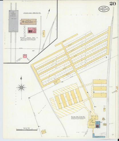 Sanborn Fire Insurance Map from Cadillac, Wexford County, Michigan (1906), Sheet #0020 - Complete Map Set gallery image, historic Sanborn map, vintage wall art, Michigan Michigan