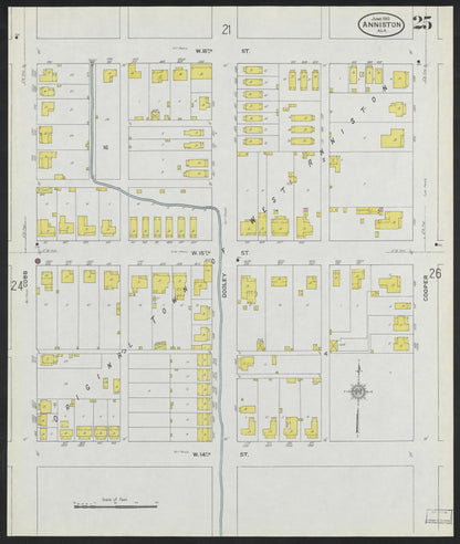 Sanborn Fire Insurance Map from Anniston, Calhoun County, Alabama (1910), Sheet #0025 - Complete Map Set gallery image, historic Sanborn map, vintage wall art, Alabama Alabama