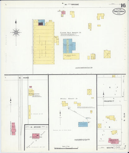 Sanborn Fire Insurance Map from Owatonna, Steele County, Minnesota (1909), Sheet #0016 - Historic Sanborn Fire Insurance Map Print, vintage old map wall art, antique decor, genealogy gift, Minnesota Minnesota map