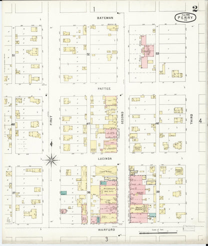 Sanborn Fire Insurance Map from Perry, Dallas County, Iowa (1896), Sheet #0002 - Historic Sanborn Fire Insurance Map Print, vintage old map wall art