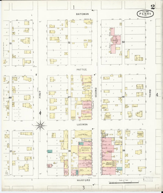Sanborn Fire Insurance Map from Perry, Dallas County, Iowa (1896), Sheet #0002 - Historic Sanborn Fire Insurance Map Print, vintage old map wall art