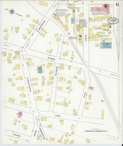 Sanborn Fire Insurance Map from Corry, Erie County, Pennsylvania (1909), Sheet #0006 - Complete Map Set gallery image, historic Sanborn map, vintage wall art, Pennsylvania Pennsylvania